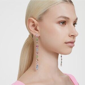 GEMA ASYMMETRICAL MIXED CUT CRYSTALS EXTRA LONG DROP EARRINGS